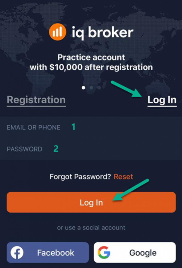 IqBroker login from mobile application