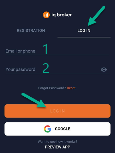 IqBroker android app account login