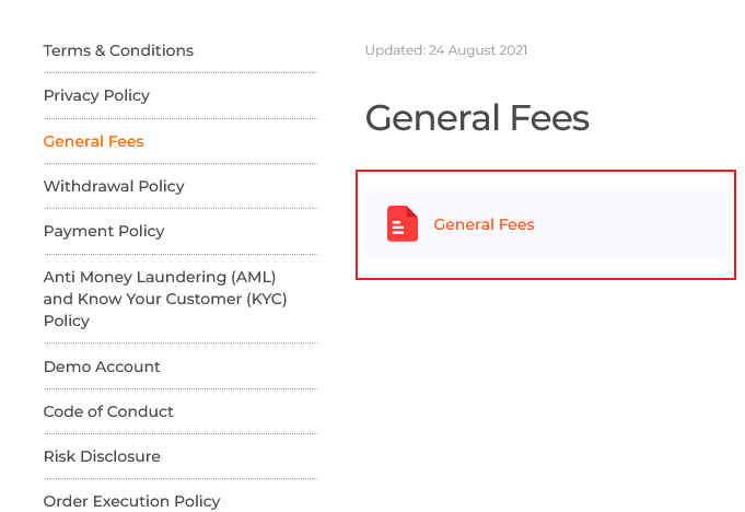 IqBroker General Fee Terms and Conditions