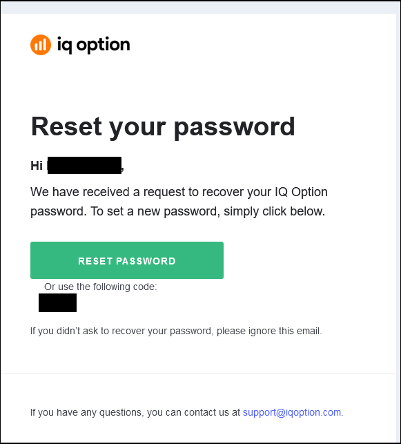 IqBroker Reset password link