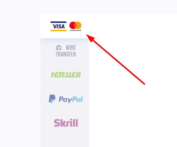 IqBroker Visa Mastercard option