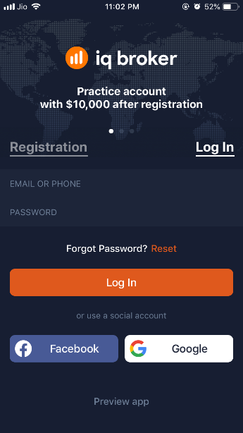 IqBroker iOS App Login